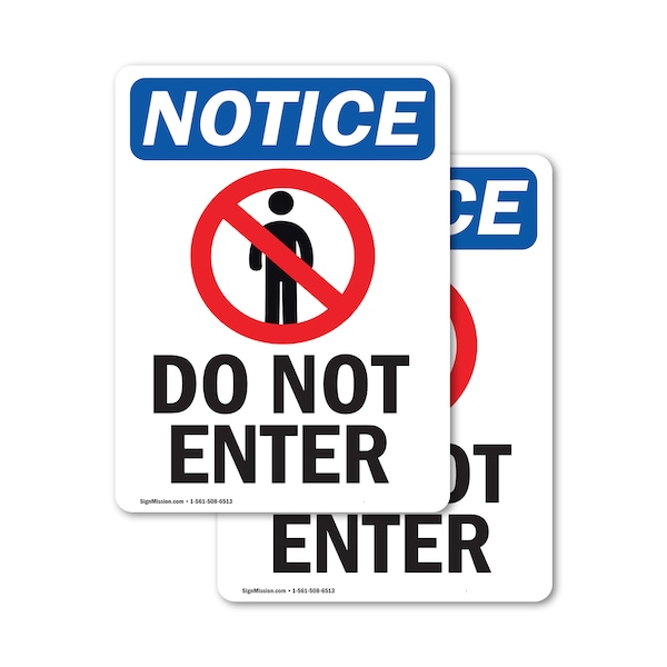 Signmission Do Not Enter Sign, Vinyl Decal, 7in W x 10in L, 2PK OS-2PACK-NS-D-710-V-11219 - main